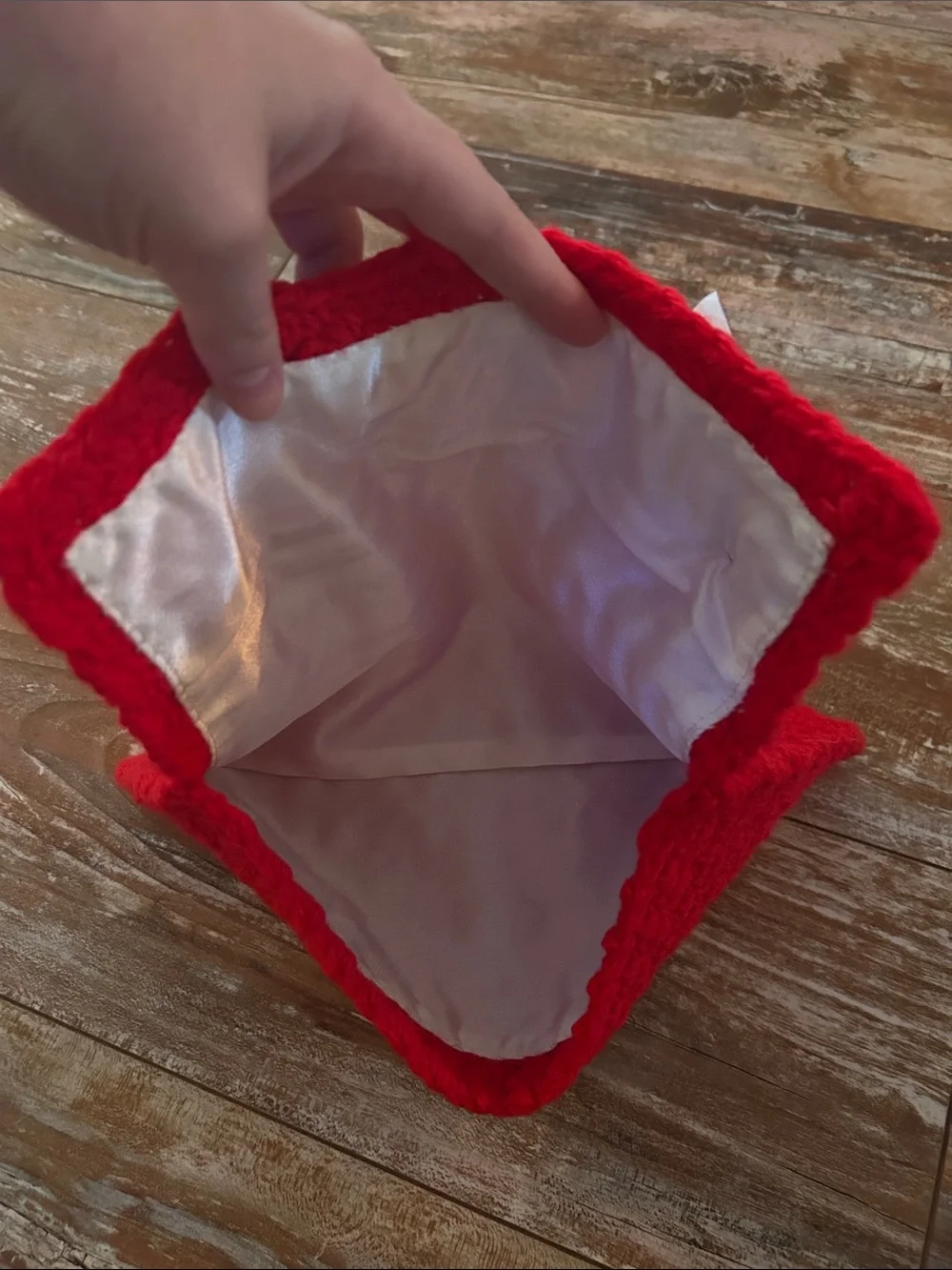 Handmade Red Crochet Clutch with Button Closure